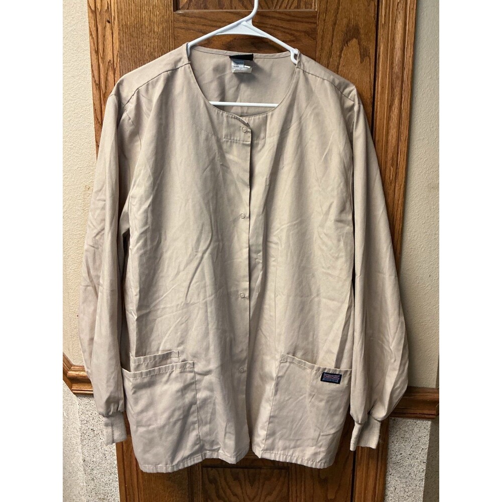 Scrub Jacket large tan with pockets Large Cherokee